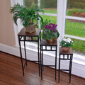 Set of 3 Slate Top Plant Stands, Fully Assembled, 19.5-27.5 Inch Tall