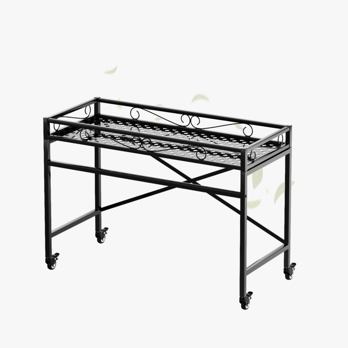 Zhongma 36.6" Window Height Metal Plant Stand with Wheels, Indoor & Outdoor