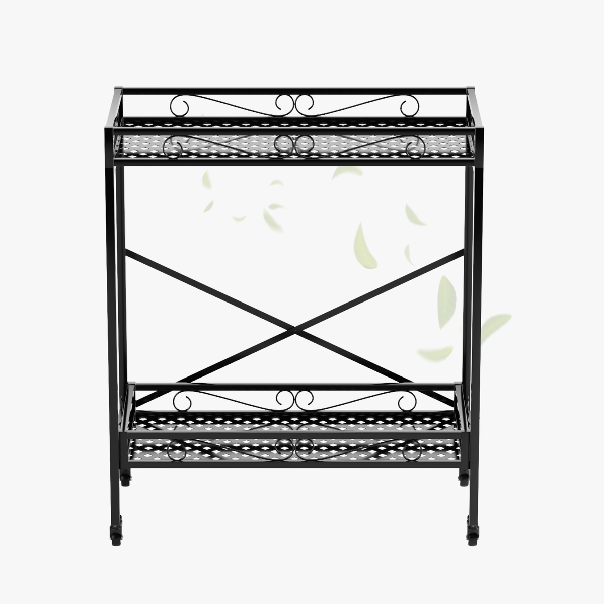 Zhongma 2-Tier Tall Metal Plant Stand with Wheels, 32.7" Indoor & Outdoor