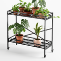 2-Tier Rolling Metal Plant Stand,40.55-Inch Long, Indoor & Covered Patio - Zhongma