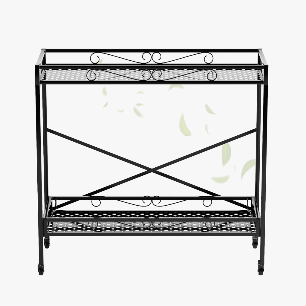 2-Tier Rolling Metal Plant Stand,40.55-Inch Long, Indoor & Covered Patio - Zhongma