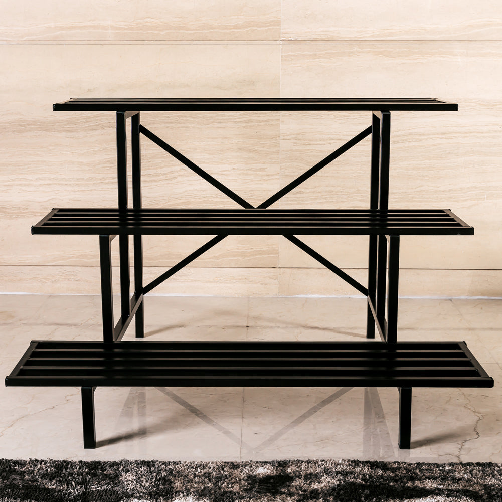 3-Tier Metal Plant Stand,35.4-Inch Long, Indoor & Outdoor Plant Shelf - Zhongma