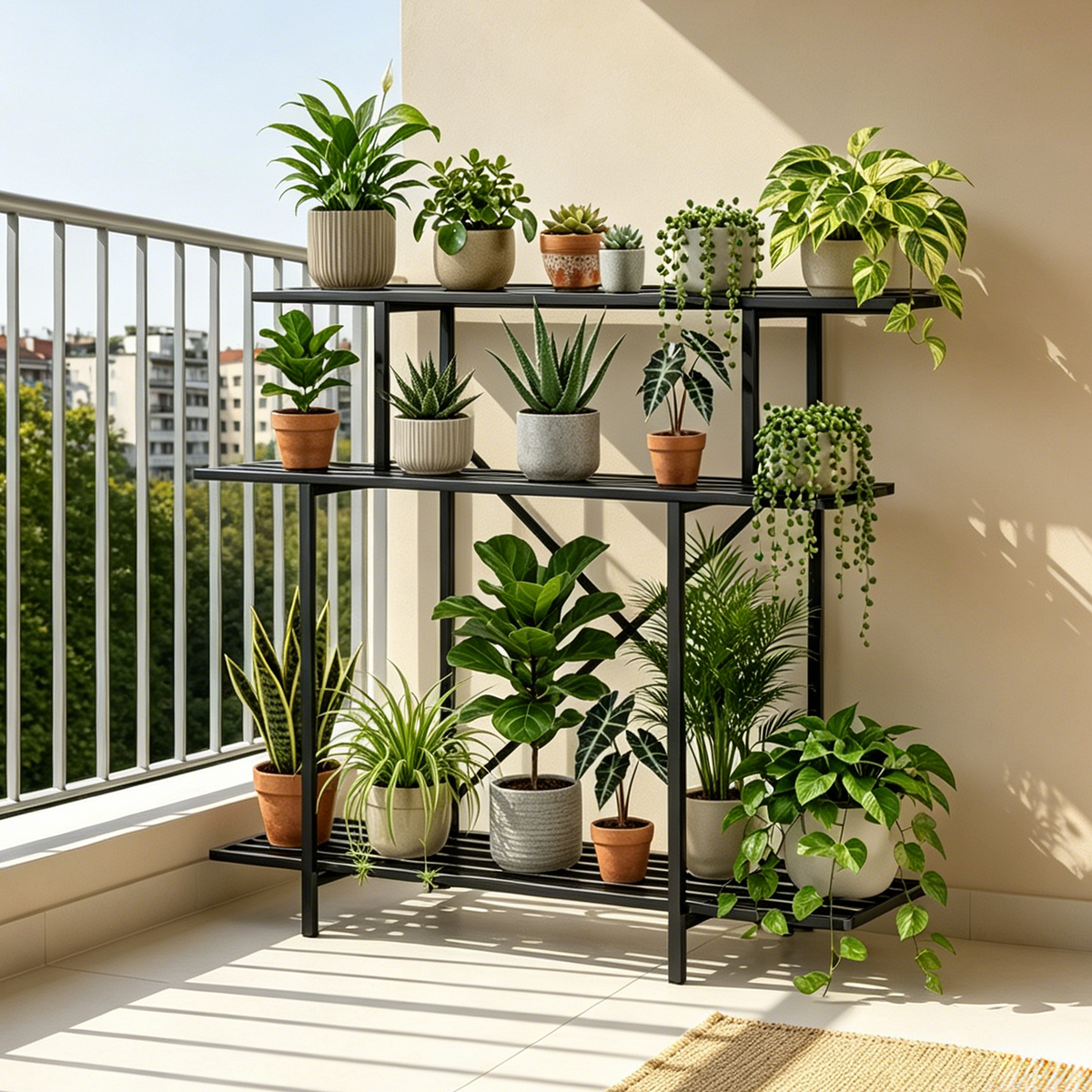 Zhongma 3-Tier Tall Narrow Metal Plant Stand, 45.7" Indoor & Outdoor Shelf