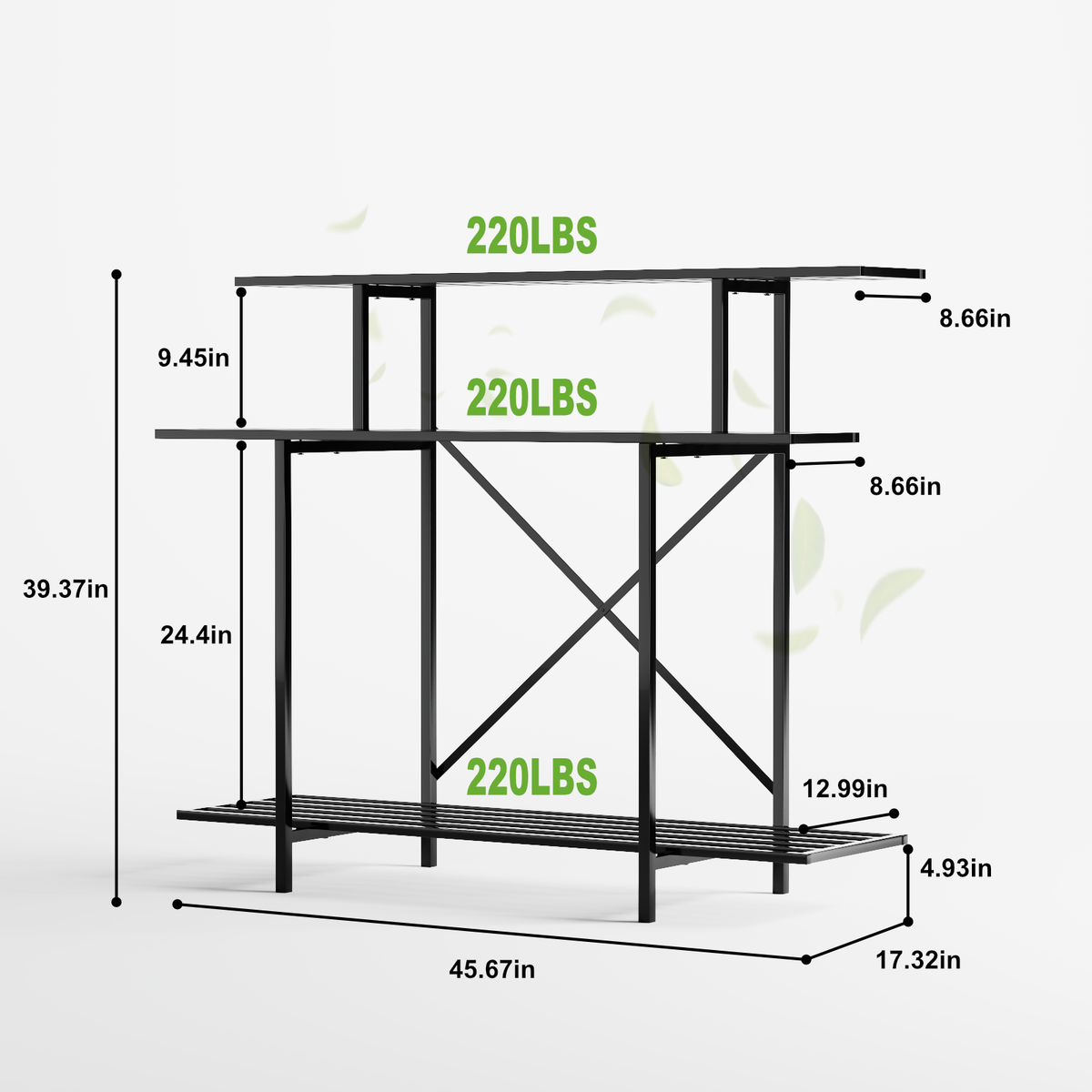 3-Tier Tall Narrow Metal Plant Stand, 39.7", 17.32" Deep, 660 lbs, Indoor & Outdoor