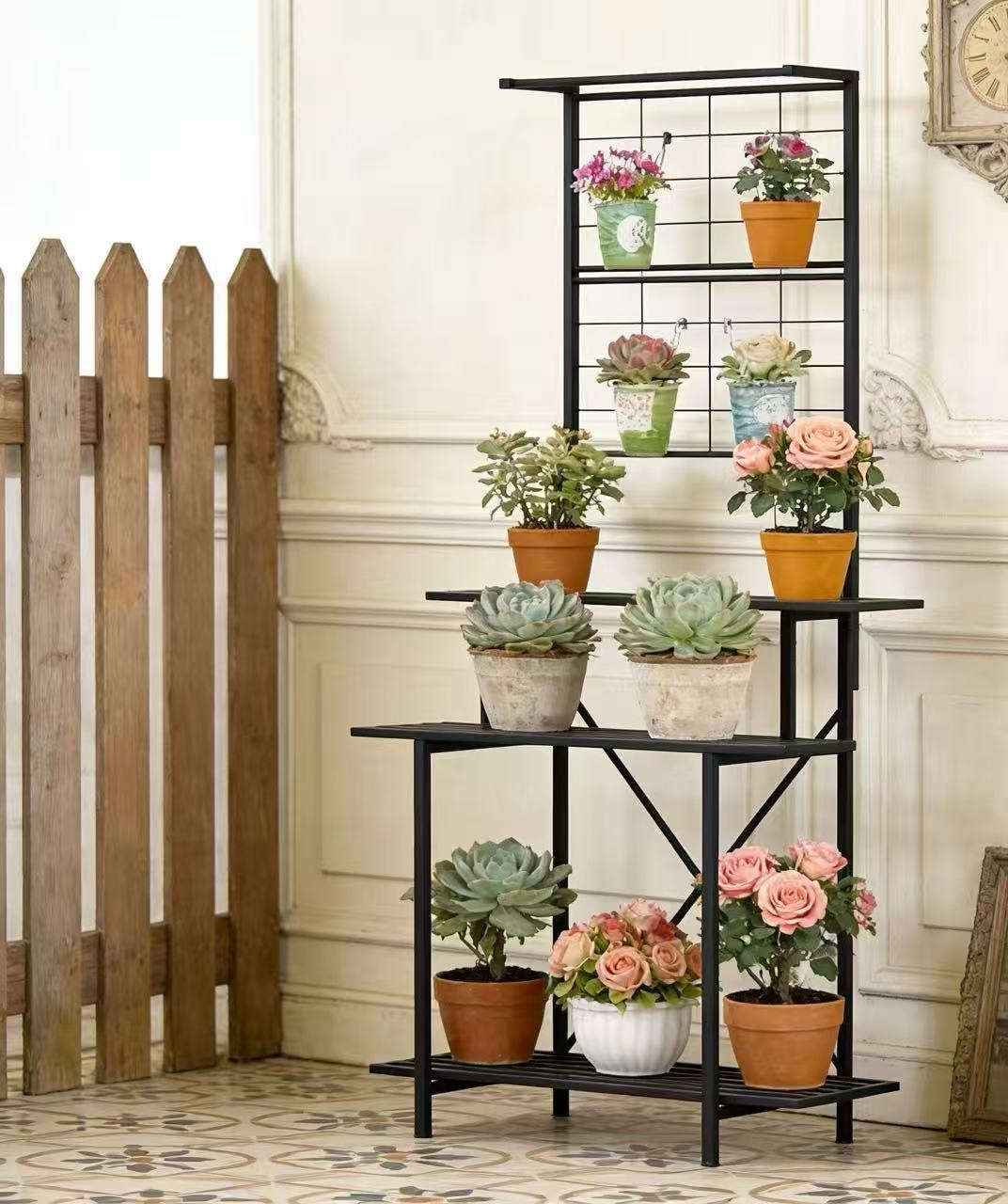 Tall Plant Stand with Hanging Shelf, 81.1" Tall, 660 lbs, 18.11" Deep, Indoor & Out