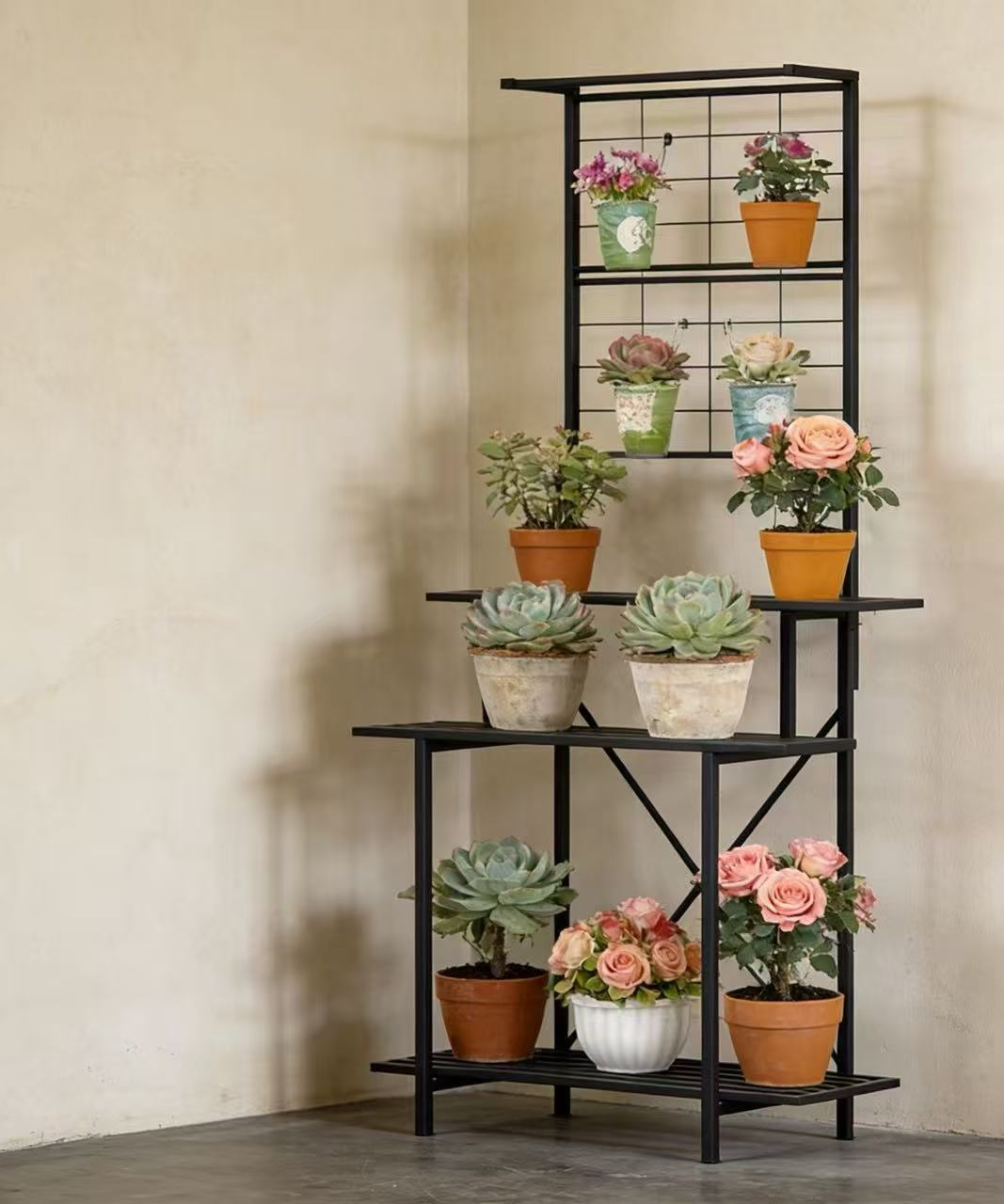 Tall Plant Stand with Hanging Shelf, 81.1" Tall, 660 lbs, 18.11" Deep, Indoor & Out
