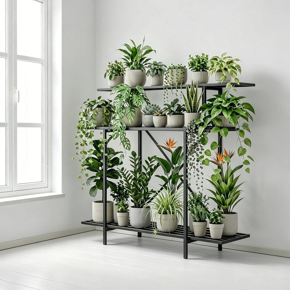 3-Tier Tall Narrow Metal Plant Stand, 39.7", 17.32" Deep, 660 lbs, Indoor & Outdoor