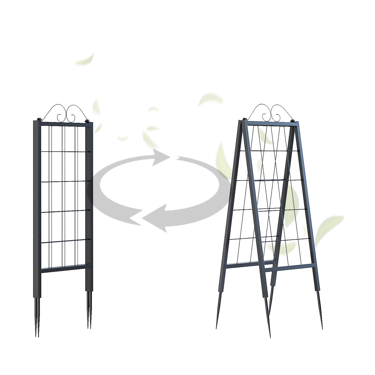 Zhongma 2-Pack 52.5" Metal A-Frame Garden Trellis for Climbing Plants
