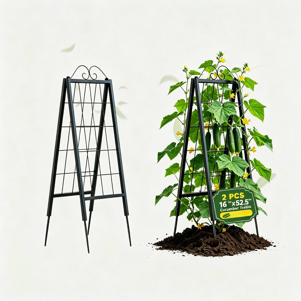 Zhongma 2-Pack 52.5" Metal A-Frame Garden Trellis for Climbing Plants