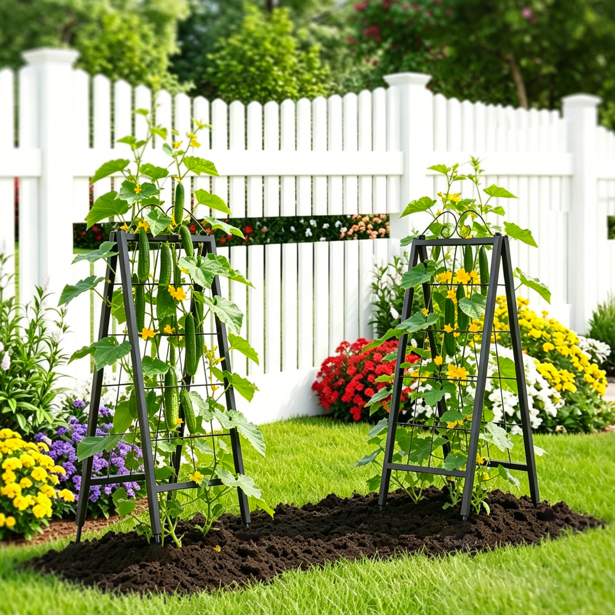 Zhongma 2-Pack 52.5" Metal A-Frame Garden Trellis for Climbing Plants