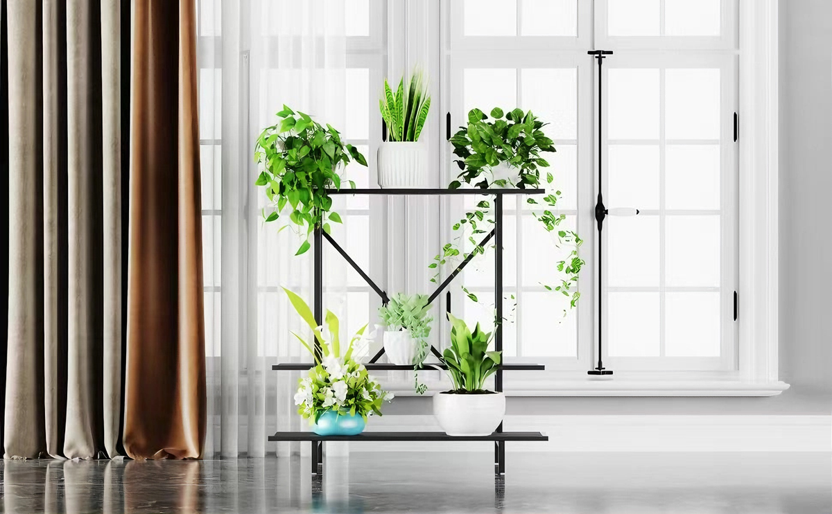 Zhongma 3-Tier Narrow Metal Plant Stand, 35.4" Indoor & Outdoor Shelf