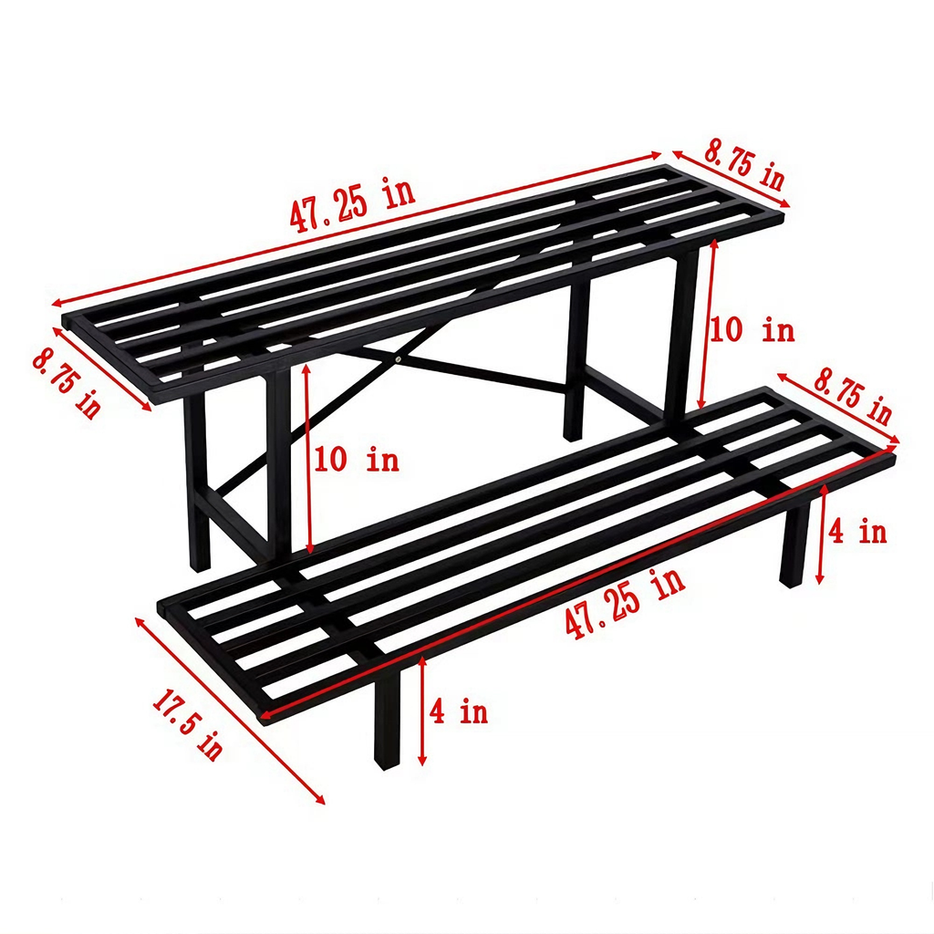 Zhongma 2-Tier Heavy Duty Metal Plant Stand, 45.7" Indoor & Outdoor Shelf