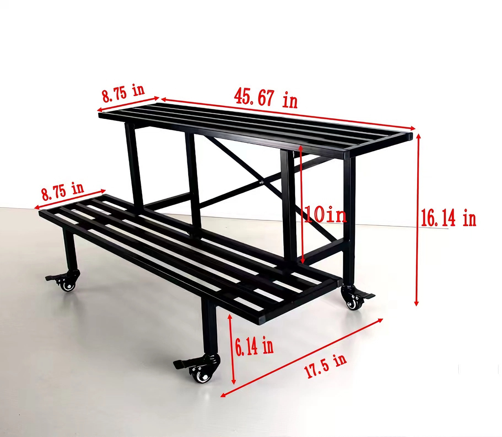 Zhongma 2-Tier Metal Plant Stand with Wheels, 45.7" Indoor & Outdoor Shelf