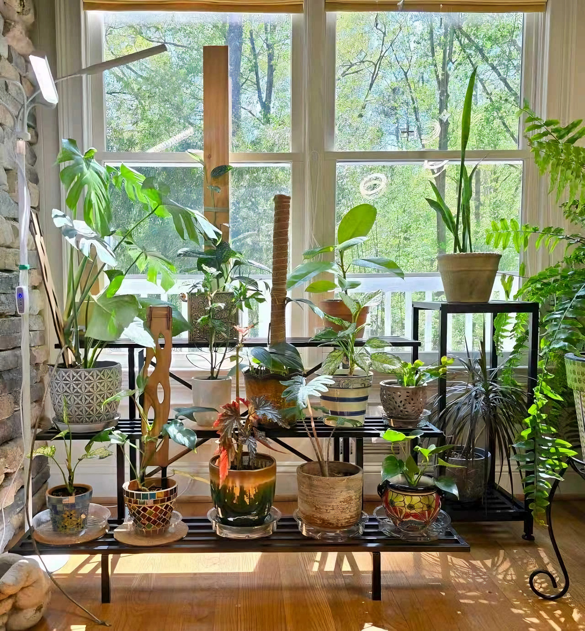 3-Tier Metal Plant Stand,35.4-Inch Long, Indoor & Outdoor Plant Shelf - Zhongma