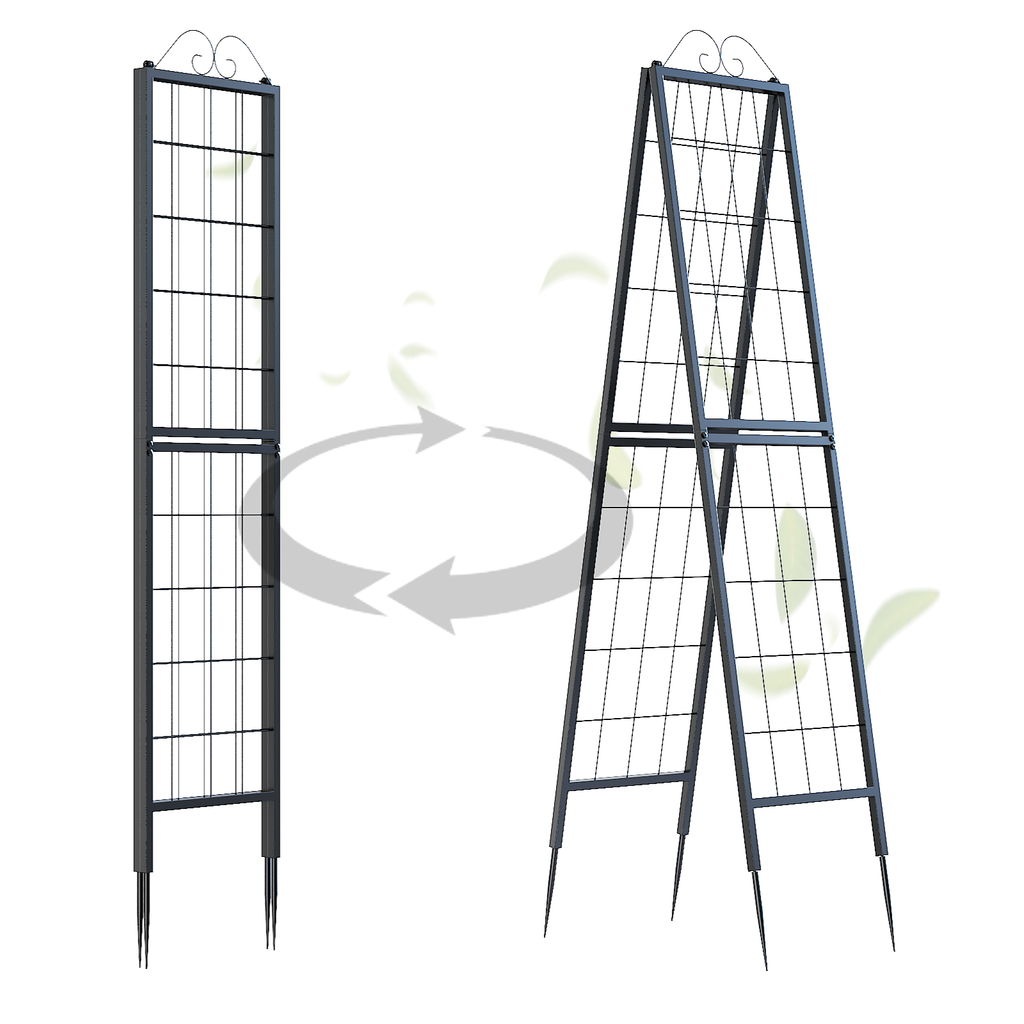 Foldable Metal Garden A-Frame Trellis for Climbing Plants, 77" Heavy Duty Plant Support, Outdoor