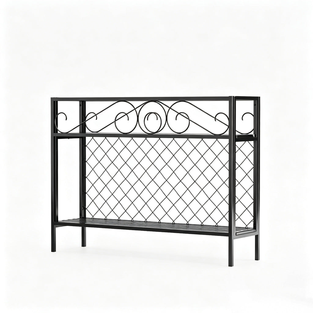 Metal Plant Stand & Room Divider – 47" 2-Tier Freestanding Plant Screen, Indoor & Outdoor