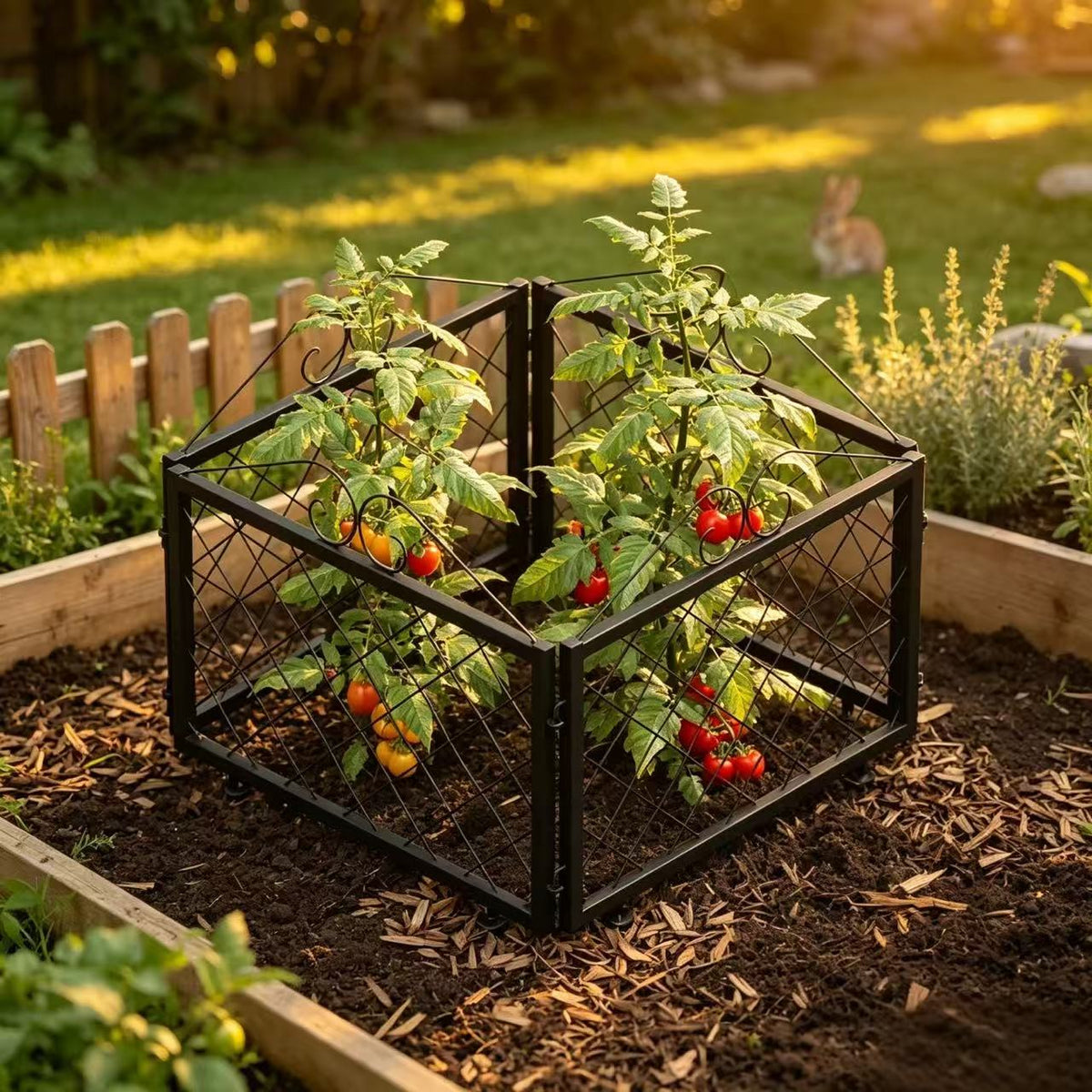 Decorative Metal Garden Fence Panels,4-Pack,26-Inch Tall, No-Dig Edging