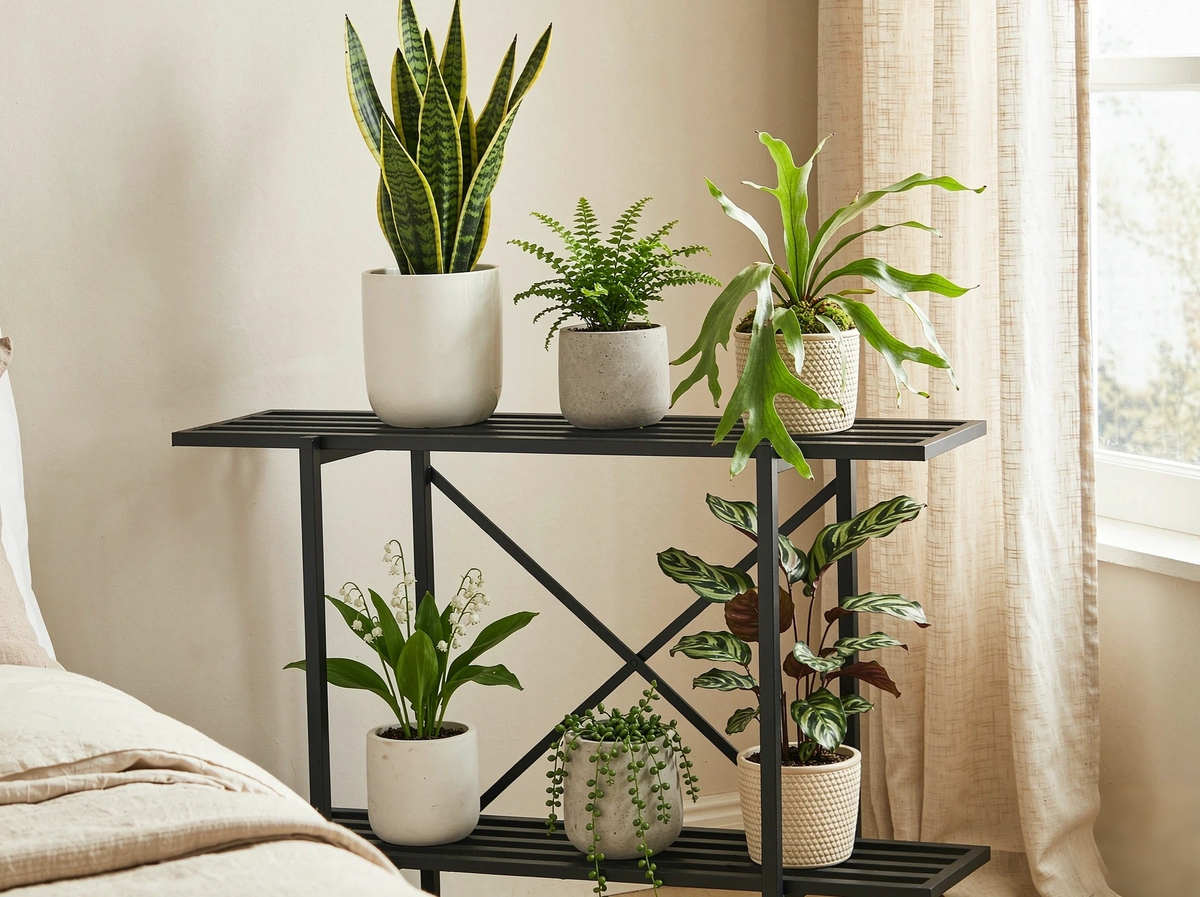 Narrow Plant Stand, 27.5" 2-Tier Metal Plant Shelf for Indoor & Outdoor Use, Only 10.3" Deep, X-Braced Steel