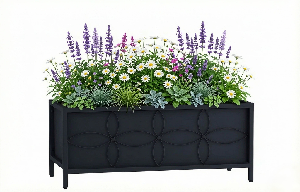 Metal Raised Garden Bed Planter Box with Liner, 35.4-Inch Long, 3 Cu Ft