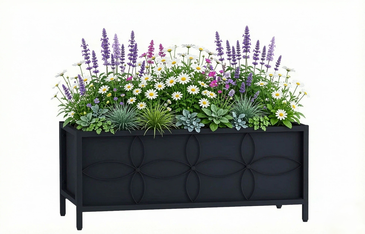 Metal Raised Garden Bed Planter Box with Liner, 35.4-Inch Long, 3 Cu Ft