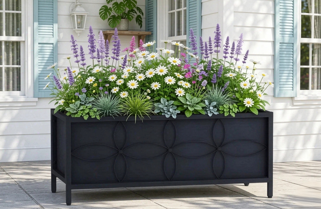 Metal Raised Garden Bed Planter Box with Liner, 35.4-Inch Long, 3 Cu Ft
