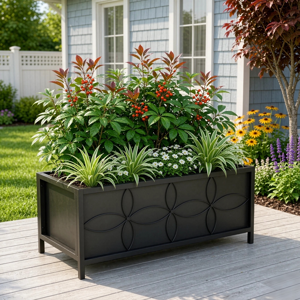 Metal Raised Garden Bed Planter Box with Liner, 35.4-Inch Long, 3 Cu Ft