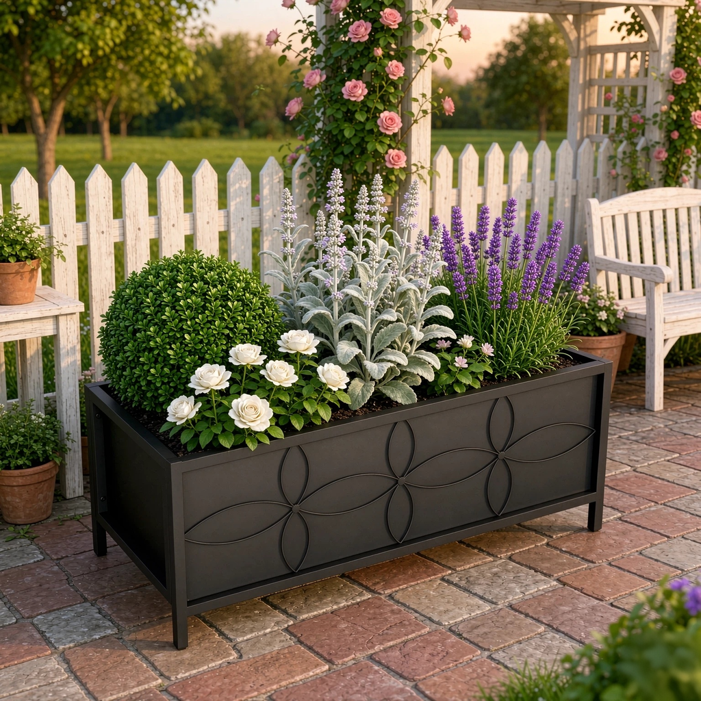 Metal Raised Garden Bed Planter Box with Liner, 35.4-Inch Long, 3 Cu Ft