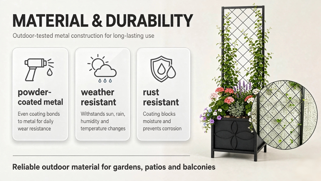 Square Raised Planter Box with Trellis, 55-Inch Tall for Climbing Plants