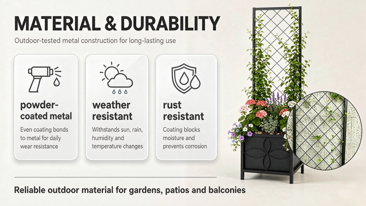 Square Raised Planter Box with Trellis, 55-Inch Tall for Climbing Plants