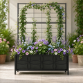Rectangular Planter Box with Trellis, 50-Inch Tall for Climbing Plants