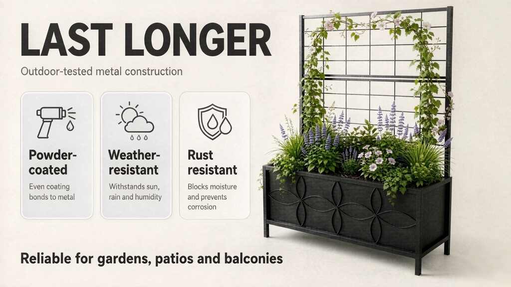 Rectangular Planter Box with Trellis, 50-Inch Tall for Climbing Plants