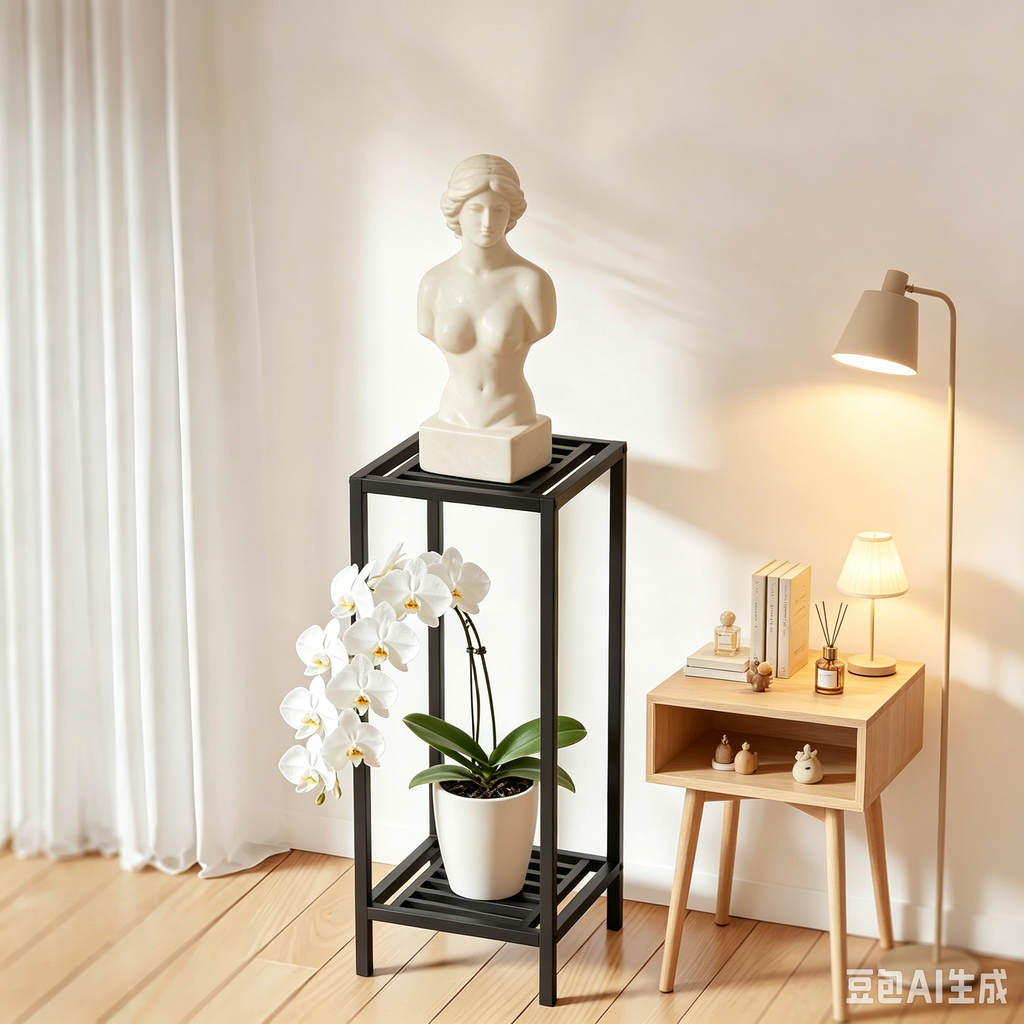 Corner Metal Plant Stand, 30" Tall Square 2-Tier, 12" x 12", Indoor & Outdoor