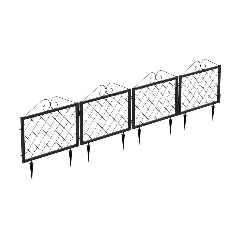 Decorative Metal Garden Fence Panels,4-Pack,26-Inch Tall, No-Dig Edging - Zhongma