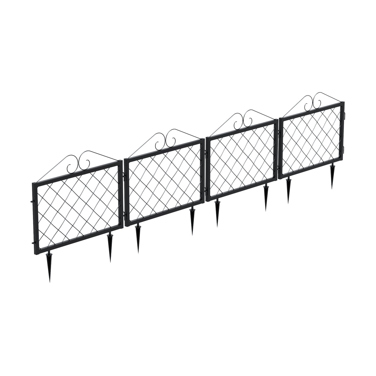 Decorative Metal Garden Fence Panels,4-Pack,26-Inch Tall, No-Dig Edging - Zhongma