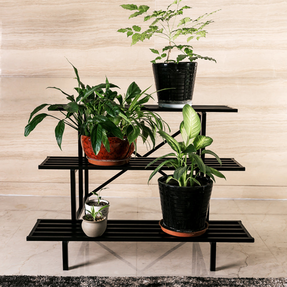 3-Tier Metal Plant Stand,35.4-Inch Long, Indoor & Outdoor Plant Shelf - Zhongma