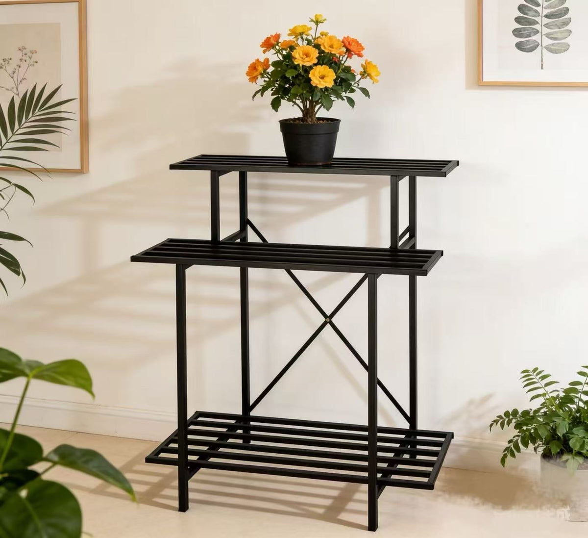 Zhongma 3-Tier Tall Narrow Metal Plant Stand, 35.4" Indoor & Outdoor Shelf