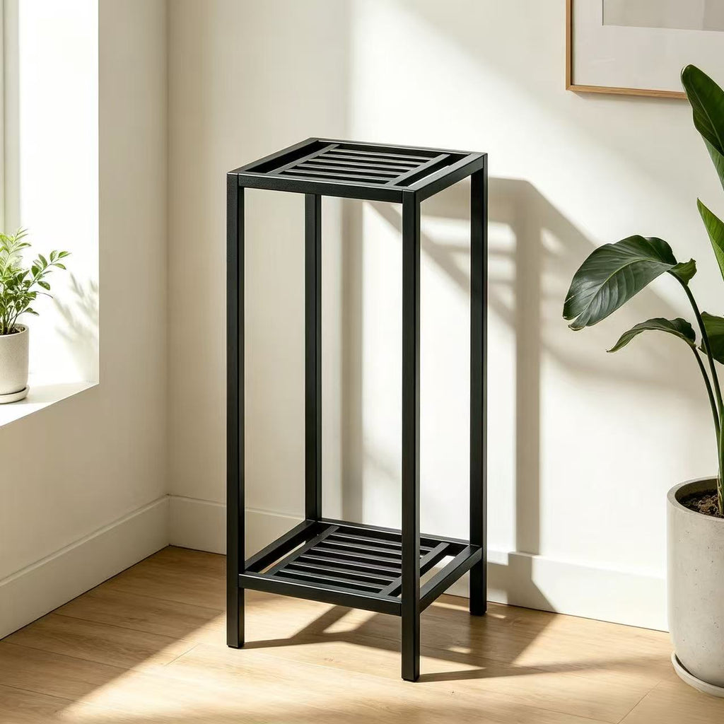 Zhongma 2-Tier 30" Tall Square Metal Plant Stand, Indoor & Outdoor