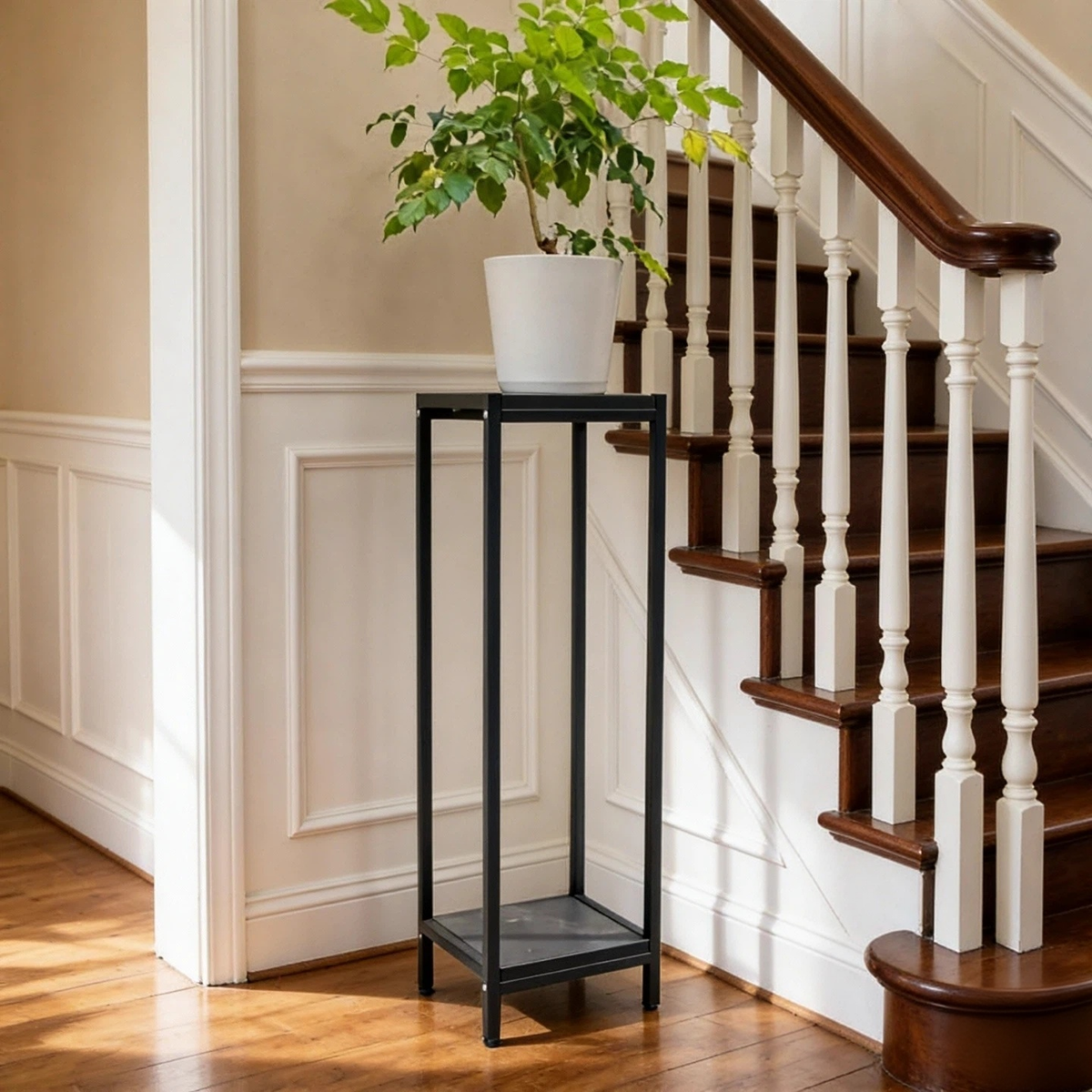 Zhongma 2-Tier Tall Square Slate Top Plant Stand, 39.5" Indoor & Outdoor