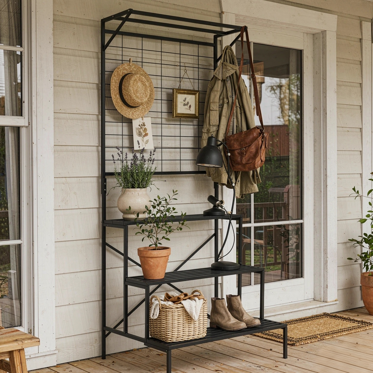 Zhongma 3-Tier Metal Plant Stand with Hanging Shelf, 78.8" Indoor & Outdoor
