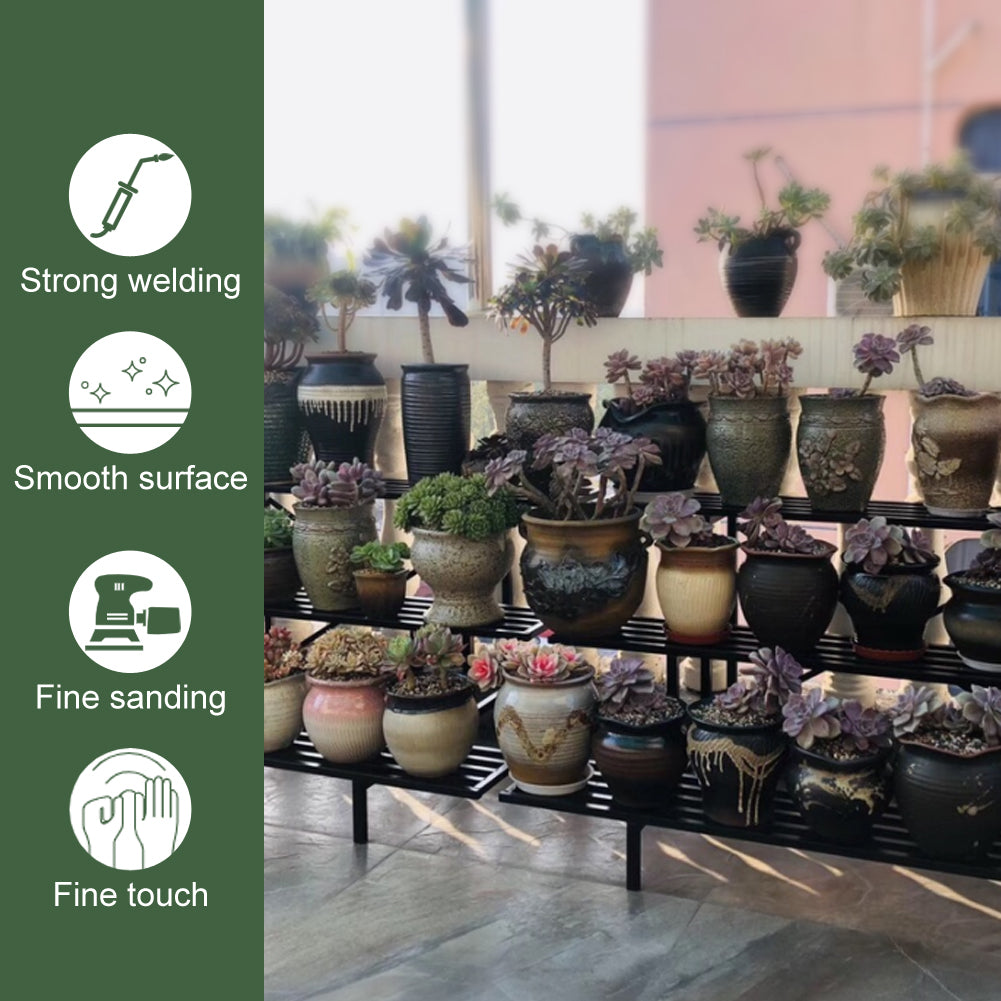 3-Tier Metal Plant Stand,35.4-Inch Long, Indoor & Outdoor Plant Shelf - Zhongma