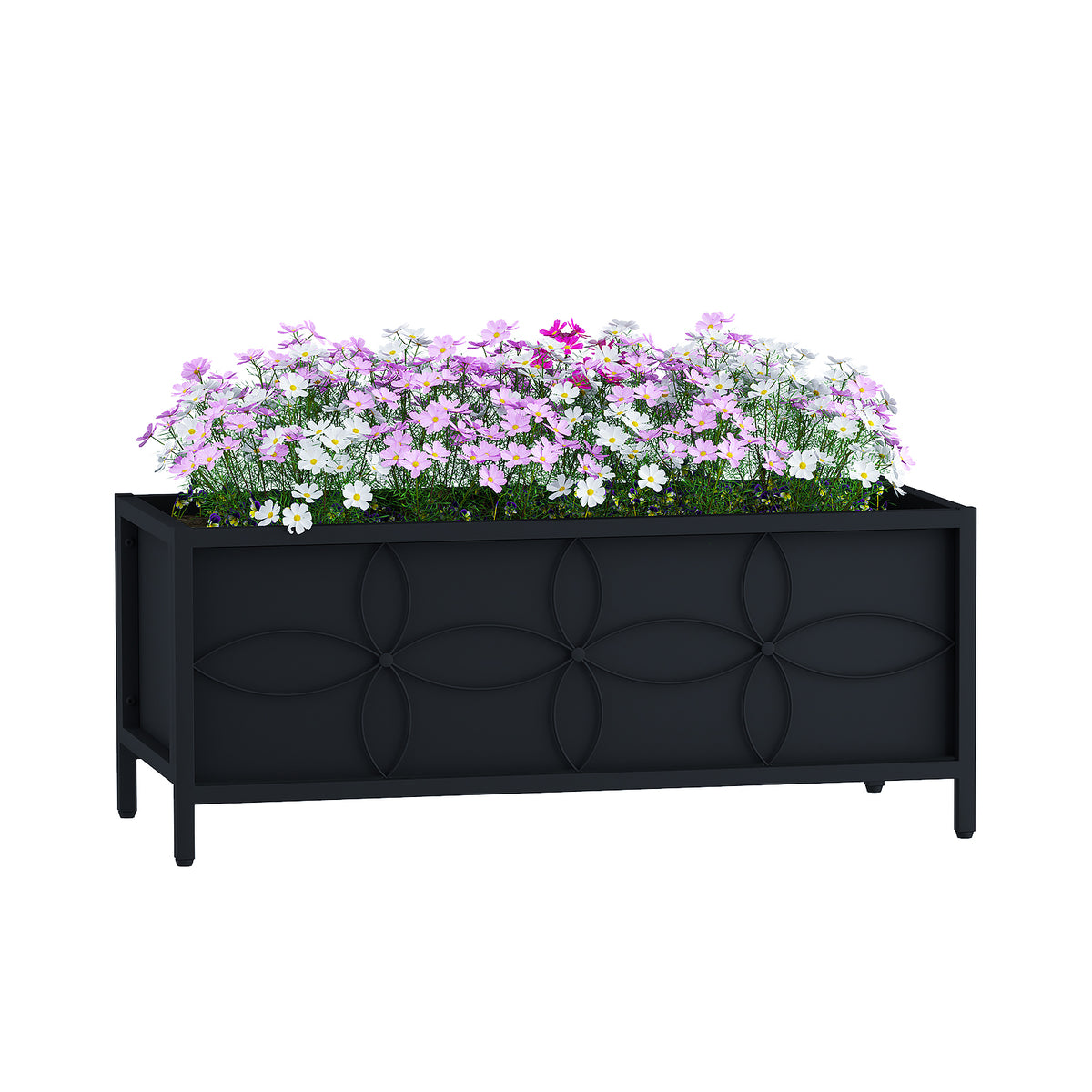 Zhongma 34" Metal Raised Garden Bed Planter Box with Fabric Liner