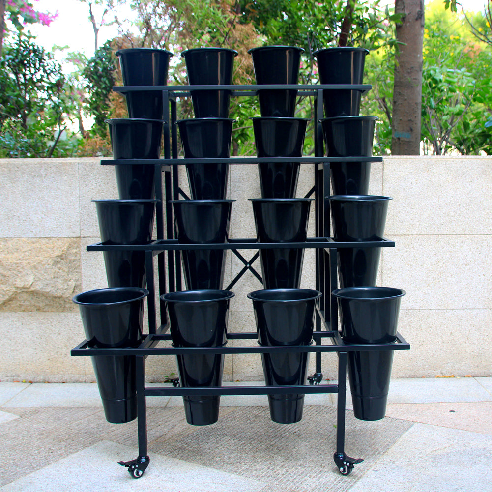 Rolling 4-Tier Metal Flower Display Stand with 16 Buckets & Wheels,44.9-Inch Tall - Zhongma