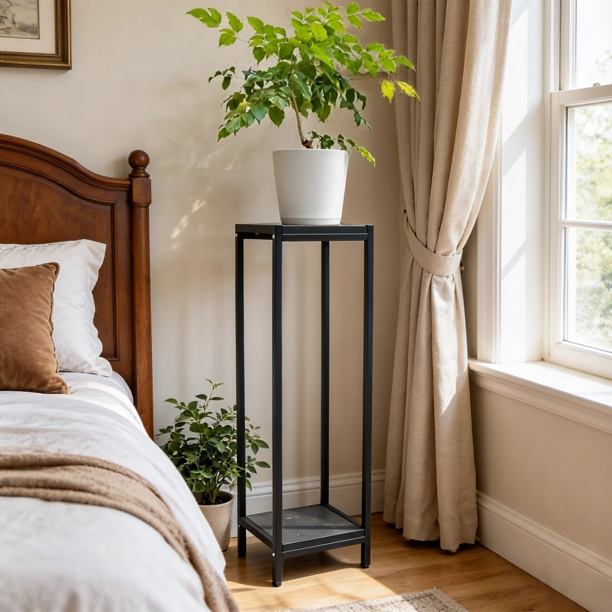Zhongma 2-Tier Tall Square Slate Top Plant Stand, 39.5" Indoor & Outdoor