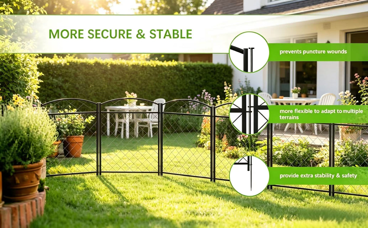 Decorative Metal Garden Fence Panels,5-Pack, Rabbit Barrier,36-Inch Tall - Zhongma