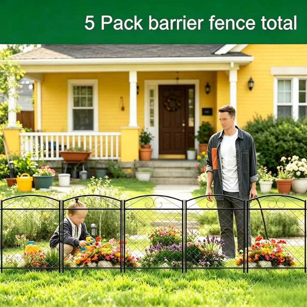 Decorative Metal Garden Fence Panels,5-Pack, Rabbit Barrier,36-Inch Tall - Zhongma