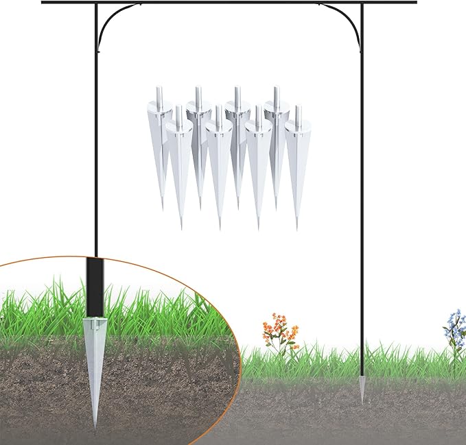 Metal Garden Arch for Climbing Plants,90.5-Inch Tall with Ground Stakes - Zhongma