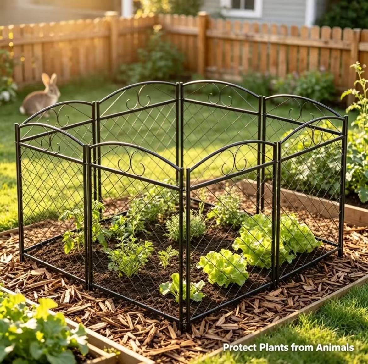 Rabbit Barrier Fence, 5-Pack 36" Tall Decorative Metal Garden Fence Panels
