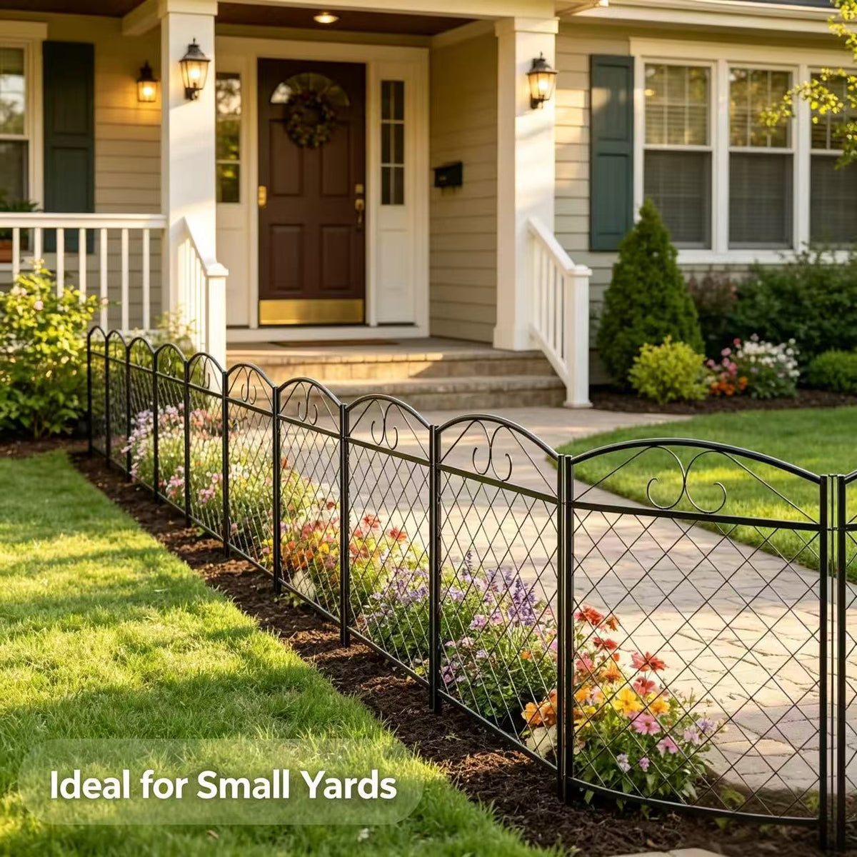Decorative Metal Garden Fence Panels,5-Pack, Rabbit Barrier,36-Inch Tall - Zhongma
