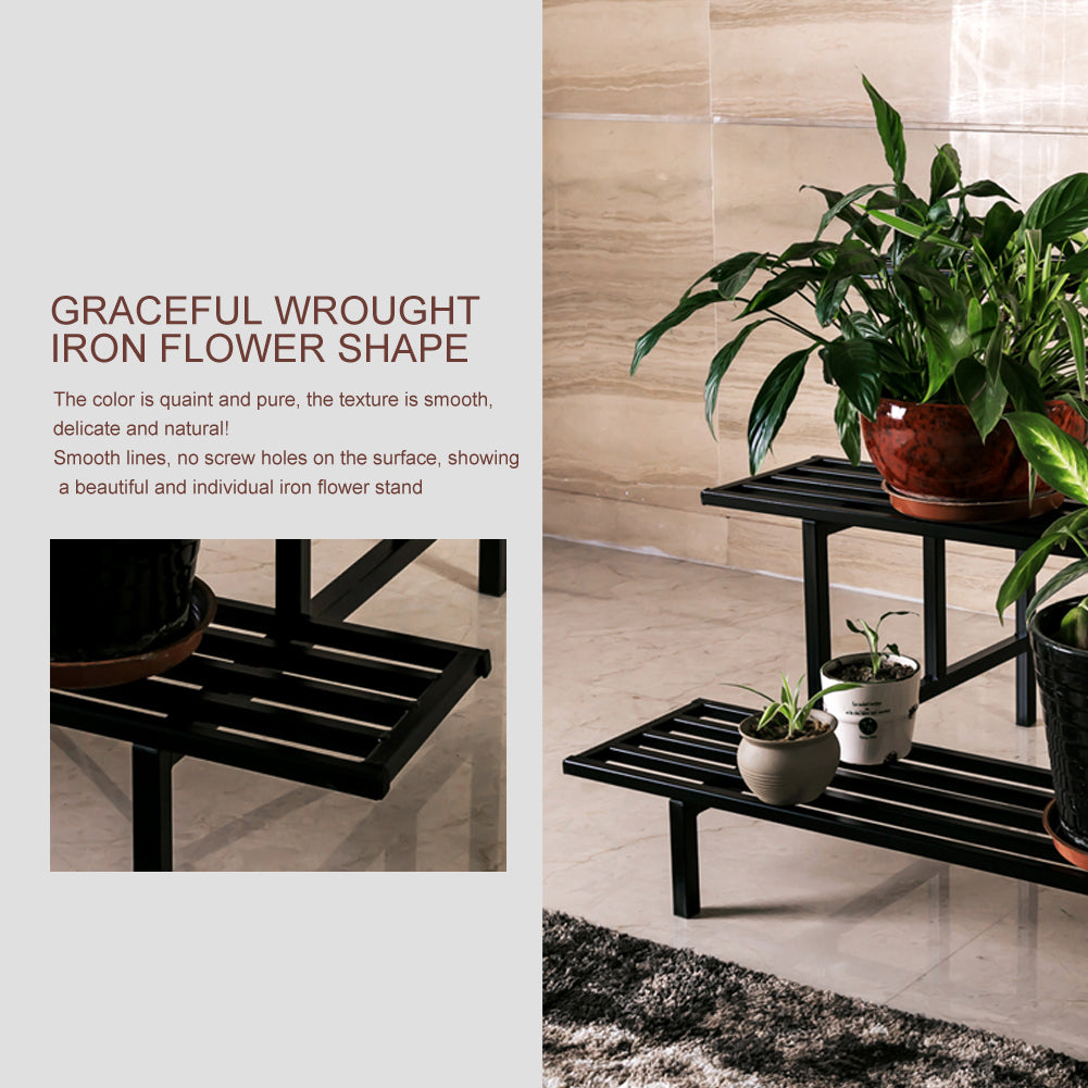 3-Tier Metal Plant Stand,35.4-Inch Long, Indoor & Outdoor Plant Shelf - Zhongma
