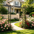 Metal Garden Arch for Climbing Plants,90.5-Inch Tall with Ground Stakes - Zhongma